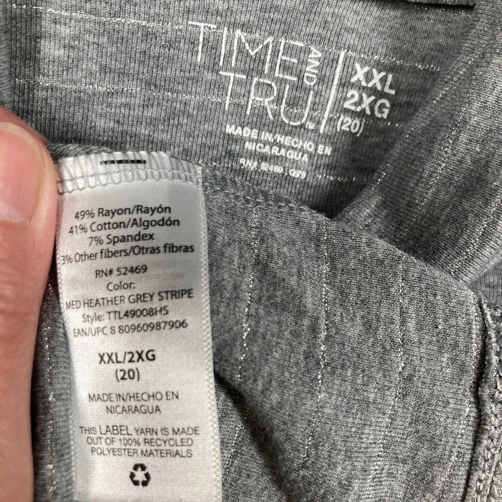 Time and Tru Turtleneck Top Women XXL Gray Metallic Striped Long Sleeve Cozycore